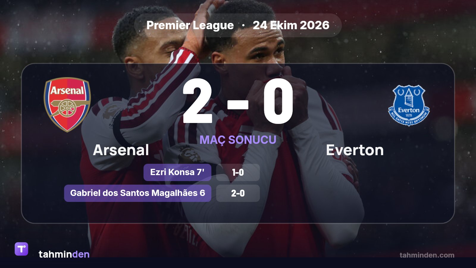 🚀 Arsenal, Premier Lig'in 8. haftasında Everton'ı 2-0 yendi