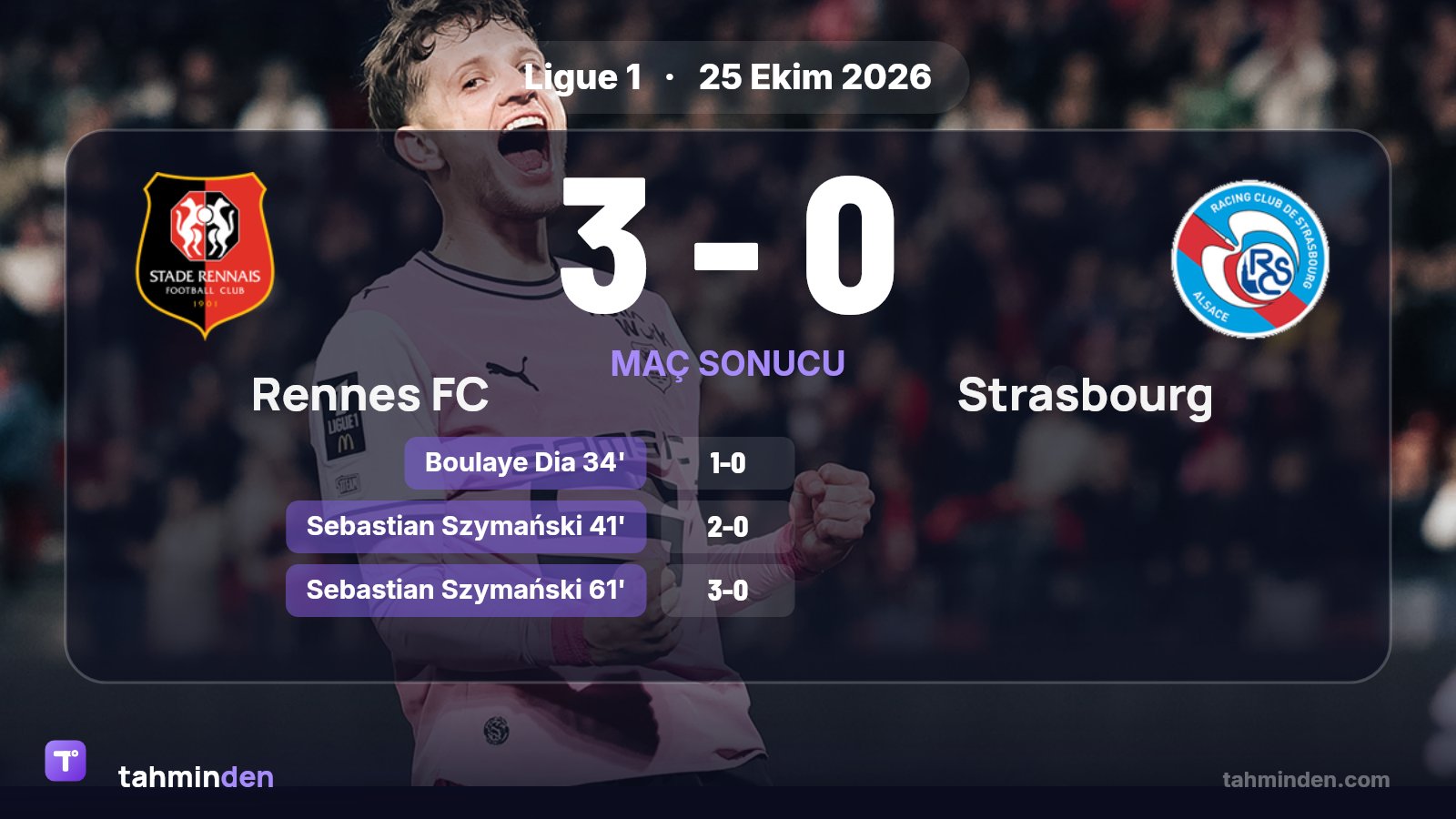 🚀 Eski Fenerbahçeli Sebastian Szymański, Ligue 1'de Rennes'in Strasbourg'u 3-0 yendiği maçta duble yaptı;…