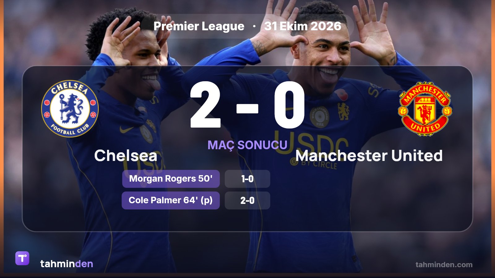 🚀 Premier Lig'de Chelsea, Stamford Bridge'de Manchester United'ı 2-0 yendi