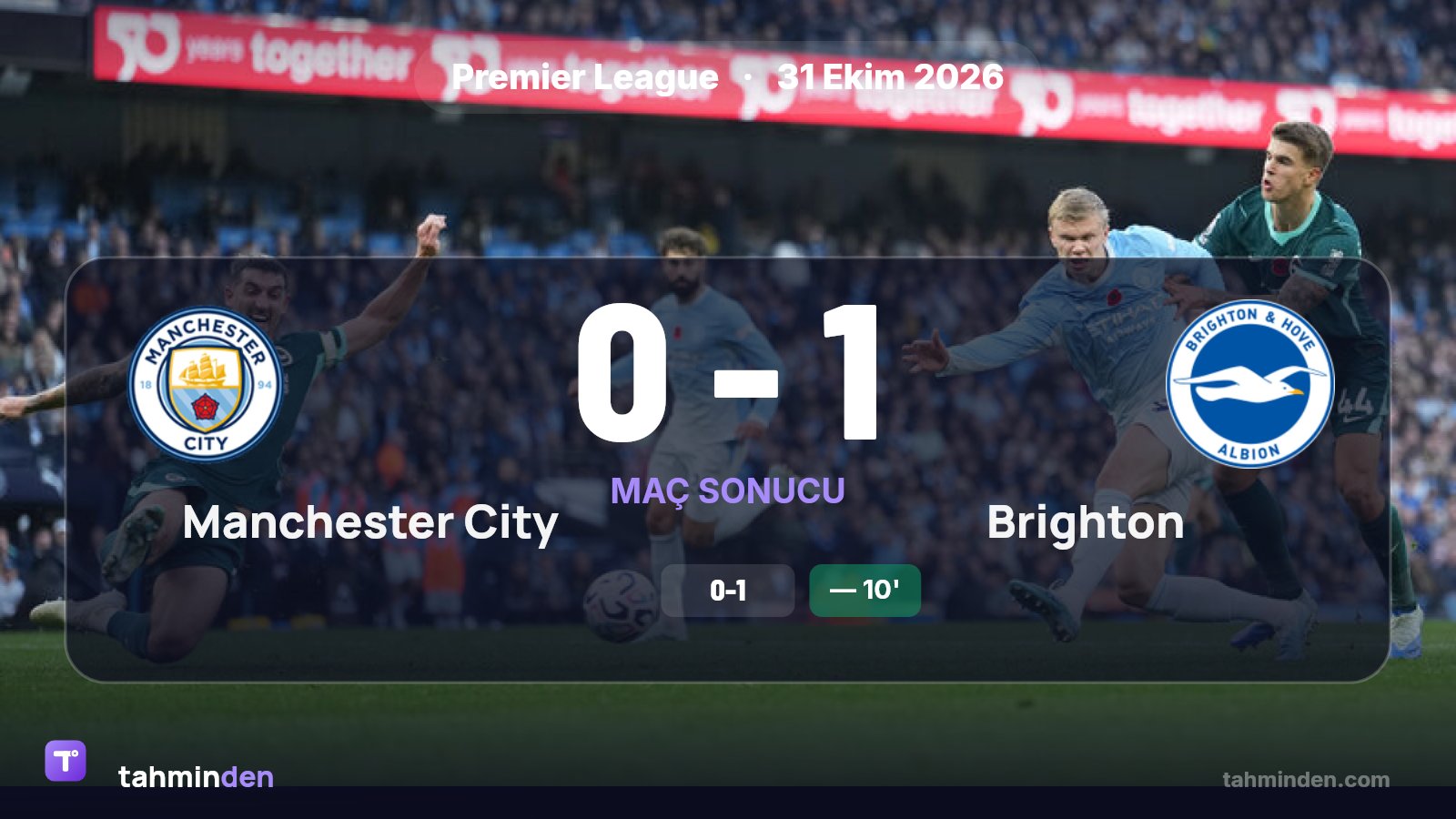 🚨 Premier Lig'in 9. haftasında Manchester City, kendi sahasında Brighton'a 1-0 yenildi
